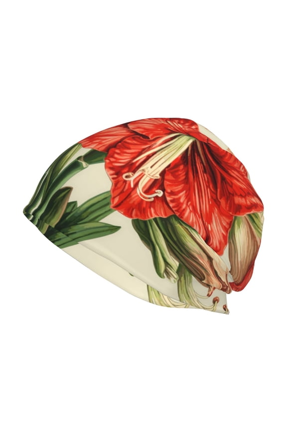 Vibrant Amaryllis Flowers Print Unisex Knit Beanie for Men Women Winter Hat,Beanies Skull Caps