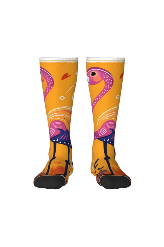 Vibrant Flamingo Illustration Print Gift Stocking Stuffers,Adult Stockings,Novelty Socks,Funny Socks Birthday Running Walking Sleeping