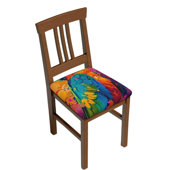Logiee Vibrant Parrot Splash Art Print Square Chair Seat Covers, Stretch Chair Seat Covers,Seat Chair Slipcover, Non-Slip Chair Slipcover,Furniture Protector for Indoor and Outdoor-Two Pieces