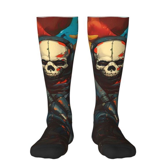 Logiee Vibrant Skull Soldier Print Gift Stocking Stuffers,Adult Stockings,Novelty Socks,Funny Socks Birthday Running Walking Sleeping