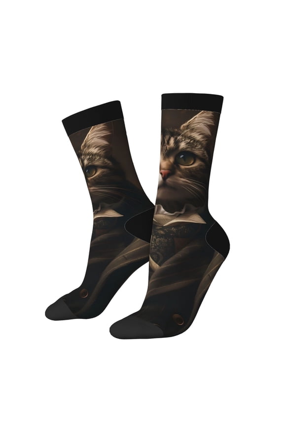 Victorian Gentle Cat Print Adult Socks for Men & Women,Calf Socks, Ankle Socks,Boots Socks,Breathable Casual Sock,Unisex Crew Socks