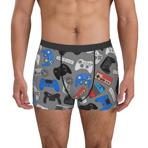 Logiee Video Game Print Mens Boxer Briefs,Boxer Briefs for Men,Breathable Stretch Underwear,Boys Boxer Briefs-XX-Large
