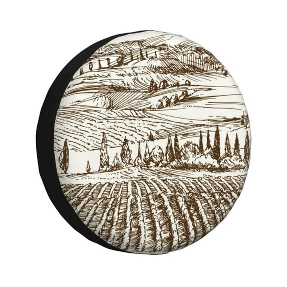 Logiee Vineyard Landscape 1 Print Spare Tire Cover, Universal Wheel Protectors,Waterproof Dust-Proof UV Sun Wheel Tire Cover,Fit for SUV, RV, Travel Trailer, Truck-14 inch
