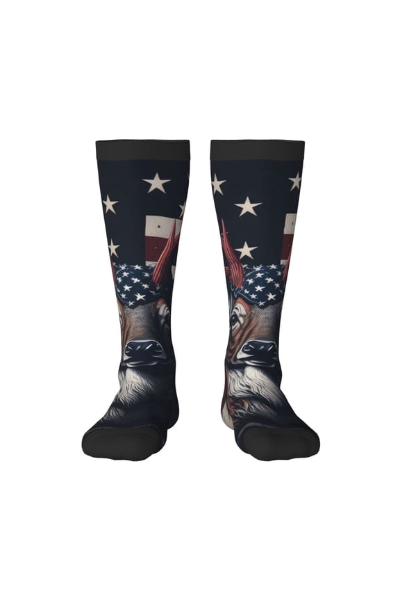 Vintage American Deer Print Gift Stocking Stuffers,Adult Stockings,Novelty Socks,Funny Socks Birthday Running Walking Sleeping