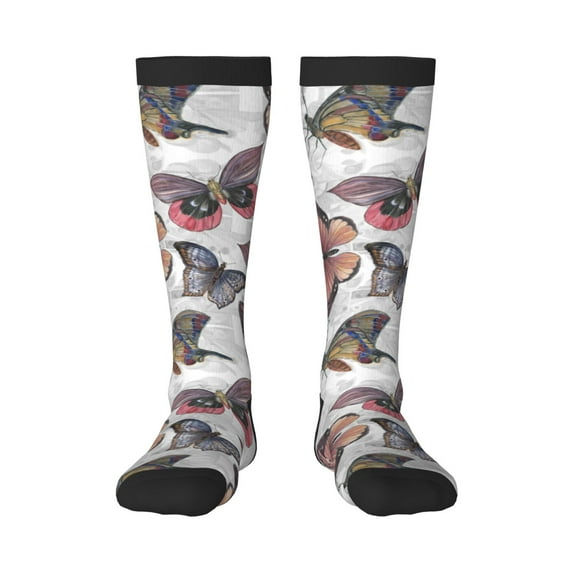Logiee Vintage Butterflies Print Gift Stocking Stuffers,Adult Stockings,Novelty Socks,Funny Socks Birthday Running Walking Sleeping