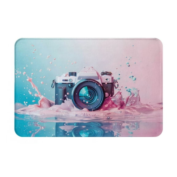 Logiee Vintage Camera Splash Art Print Welcome Mats for Entryway,Door Mat for Front Door,Entry Mat,Doormat for Garden, Garage, Patio, Home, Porch Decor