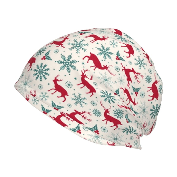 Logiee Vintage Christmas Reindeer Print Unisex Knit Beanie for Men Women Winter Hat,Beanies Skull Caps
