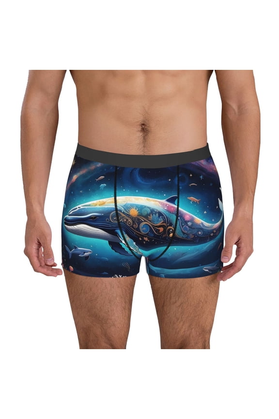 Vintage Colorful Patterned Dolphin Print Mens Boxer Briefs,Boxer Briefs for Men,Breathable Stretch Underwear,Boys Boxer Briefs-Small