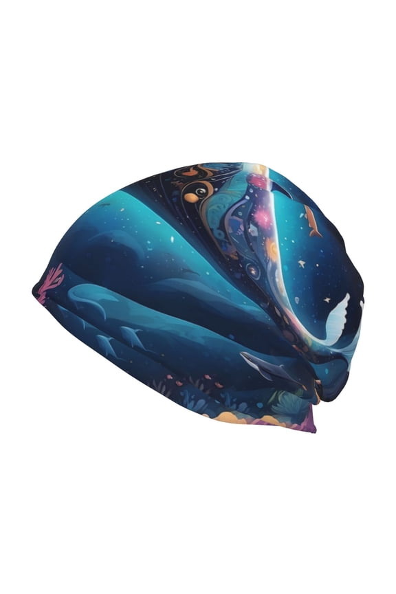 Vintage Colorful Patterned Dolphin Print Unisex Knit Beanie for Men Women Winter Hat,Beanies Skull Caps