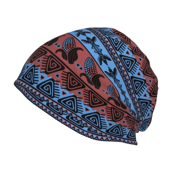 Logiee Vintage Corn Pattern in Red Blue Print Unisex Knit Beanie for Men Women Winter Hat,Beanies Skull Caps