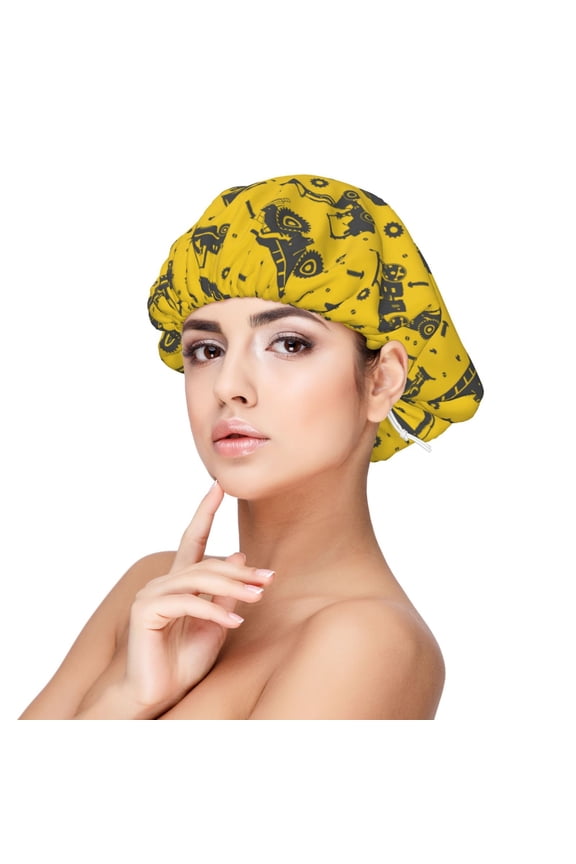 Vintage Excavator Print Silk Bonnet Satin Bonnet for Sleeping Women and Men,Double Layer Hair Bonnet for Curly Braids Hair