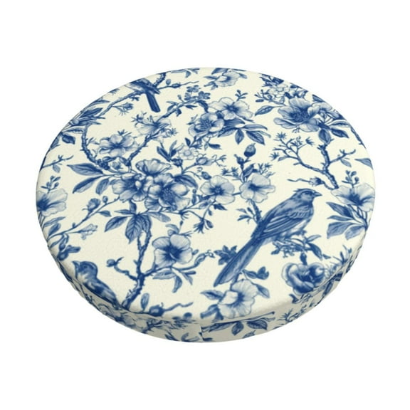 Logiee Vintage Floral Birds Print Stool Covers Round,Bar Stool Covers,Watedrproof Stool Slipcover with Elastic,Stool Cushion,Round Bar Stool Seat Covers for Bar Round Chair-12 inch