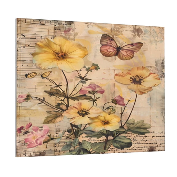 Logiee Vintage Floral Butterfly Collage Print Canvas Wall Art ,Art Poster,Canvas Decorative Picture,Decor Wall Pictures for Living Room Bedroom Bathroom,Ready to Hang