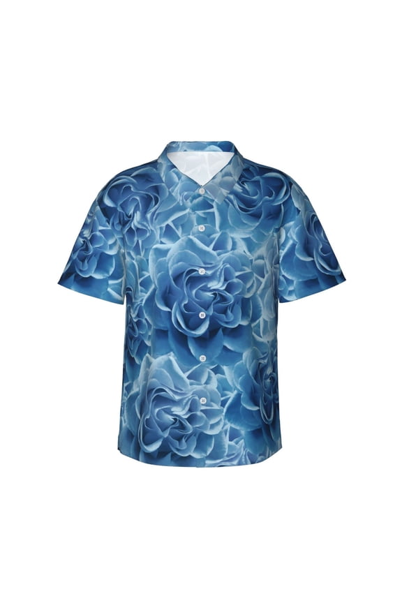 Vintage Floral Print Mens Hawaiian Shirts,Loose-Fit Short Sleeve Button Down Tropical Aloha Beach Shirt,Summer Vacation Wedding Tops,X-Large