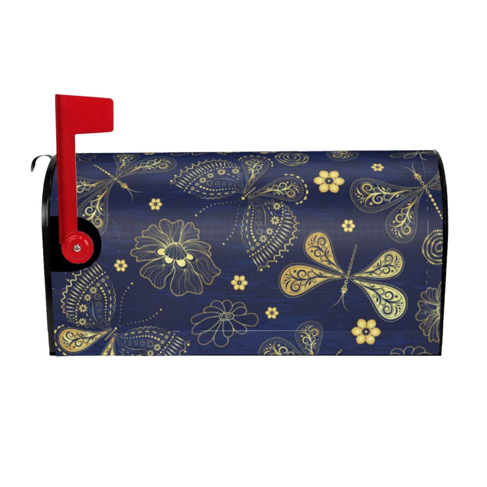 Logiee Vintage Golden Butterfly Print Post Letter Box Wrap Decor, Mailbox Cover Suitable for Standard Mailbox and Large Size Mailbox,Outdoor Yard Decoration-25.5x21 in