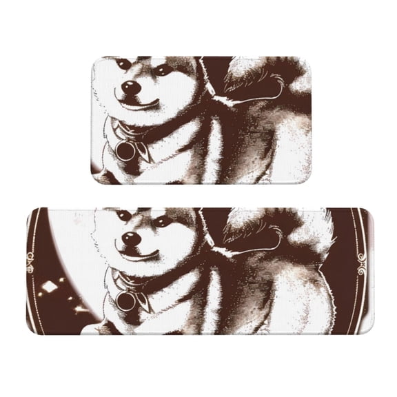 Logiee Vintage Husky Dog Print Kitchen Mats for Floor Sets of 2,Waterproof Kitchen Rugs,Non Slip Comfort Standing Mat Rug for Home,Runner,Sink,Office,Laundry