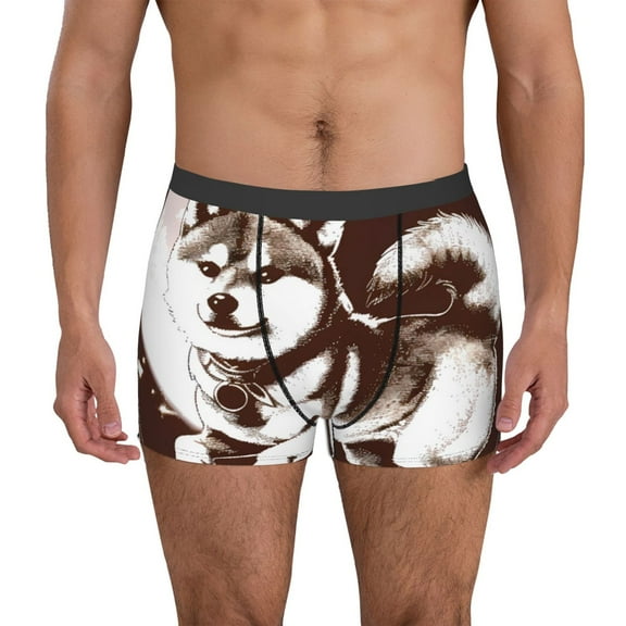 Logiee Vintage Husky Dog Print Mens Boxer Briefs,Boxer Briefs for Men,Breathable Stretch Underwear,Boys Boxer Briefs-X-Large