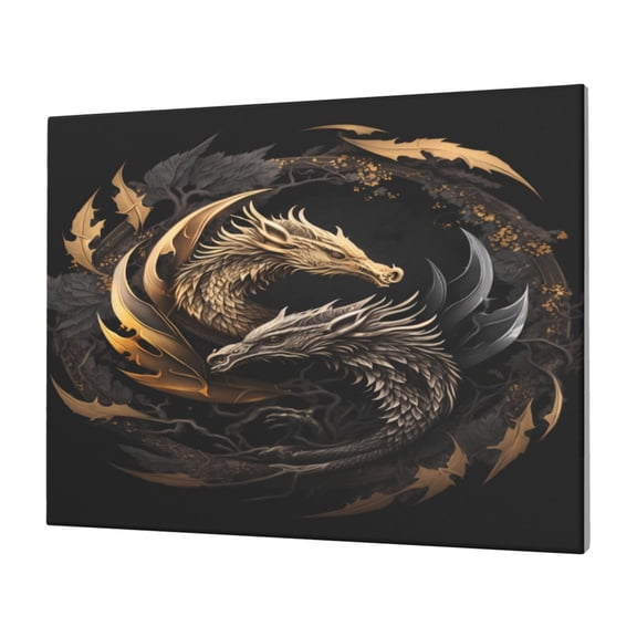 Logiee Vintage Metal Dragon Print Canvas Wall Art,Canvas Picture Prints with Frame, Wall Art Decorative,Canvas Decorative,Suitable for Living Room Bedroom Office Room 30x40