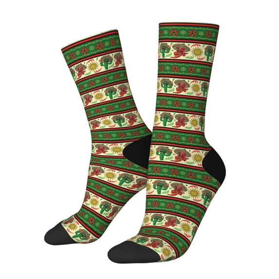 Logiee Vintage Mexican Print Adult Socks for Men & Women,Calf Socks, Ankle Socks,Boots Socks,Breathable Casual Sock,Unisex Crew Socks