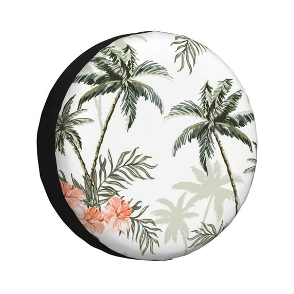 Logiee Vintage Palm Trees Print Spare Tire Cover, Universal Wheel Protectors,Waterproof Dust-Proof UV Sun Wheel Tire Cover,Fit for SUV, RV, Travel Trailer, Truck-16 inch
