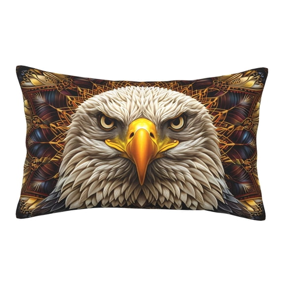 Logiee Vintage Pattern Bald Eagle Print Pillow Case,Throw Pillow Covers, Double Sided Plush Cushion Cover for Couch Sofa Bed, Only Pillowcase-16"x24"