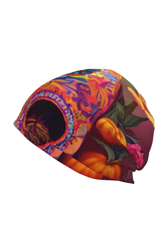 Vintage Patterned Skull Print Unisex Knit Beanie for Men Women Winter Hat,Beanies Skull Caps