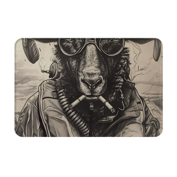 Logiee Vintage Ram Pilot Print Welcome Mats for Entryway,Door Mat for Front Door,Entry Mat,Doormat for Garden, Garage, Patio, Home, Porch Decor