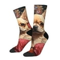 thumbnail image 1 of Logiee Vintage Red Flower Chihuahua Print Adult Socks for Men & Women,Calf Socks, Ankle Socks,Boots Socks,Breathable Casual Sock,Unisex Crew Socks, 1 of 6