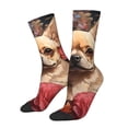 thumbnail image 1 of Logiee Vintage Red Flower Chihuahua Print Adult Socks for Men & Women,Calf Socks, Ankle Socks,Boots Socks,Breathable Casual Sock,Unisex Crew Socks, 1 of 6