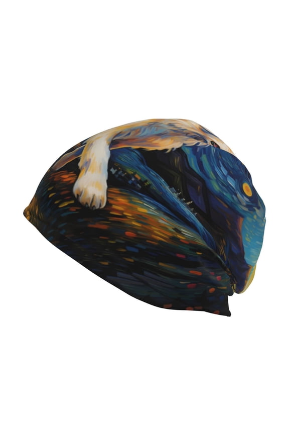 Vintage Starry Sky Labrador Print Unisex Knit Beanie for Men Women Winter Hat,Beanies Skull Caps