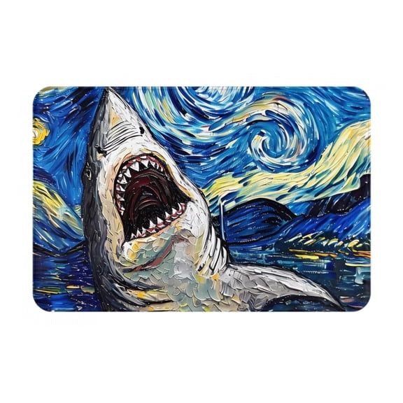Logiee Vintage Starry Sky Shark Print Welcome Mats for Entryway,Door Mat for Front Door,Entry Mat,Doormat for Garden, Garage, Patio, Home, Porch Decor