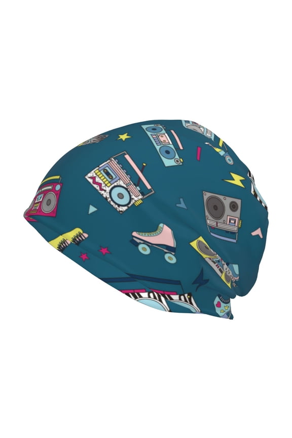 Vintage Tape Players And Skates Print Unisex Knit Beanie for Men Women Winter Hat,Beanies Skull Caps