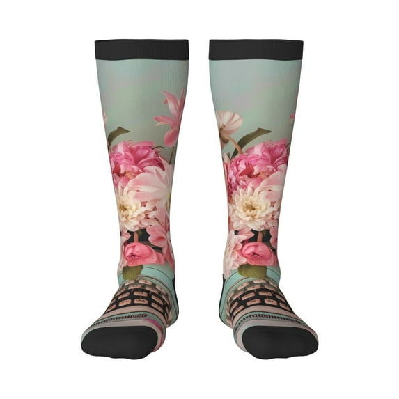 Logiee Vintage Typewriter Floral Print Gift Stocking Stuffers,Adult Stockings,Novelty Socks,Funny Socks Birthday Running Walking Sleeping