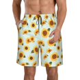 thumbnail image 1 of Logiee Vintage White Polka Dot Sunflower Print Mens Swim Trunks Quick Dry Board Shorts,Breathable Hawaii Beach Shorts Swimwear Bathing Suits-Large, 1 of 6