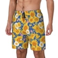 thumbnail image 1 of Logiee Vintage White Yellow Sunflower Print Men's Swim Trunk,Quick Dry Board Shorts ,Men's Swim Trunks with Compression Liner, Bathing Suits with Pockets-X-Large, 1 of 6