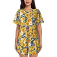 thumbnail image 1 of Logiee Vintage White Yellow Sunflower Print Womens Pajamas Set,Short-Sleeve Pajama 2 Piece Sleepwear with Pockets-Medium, 1 of 6