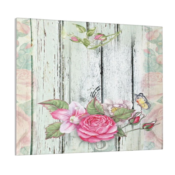 Logiee Vintage Wood with Floral Print Canvas Wall Art ,Art Poster,Canvas Decorative Picture,Decor Wall Pictures for Living Room Bedroom Bathroom,Ready to Hang
