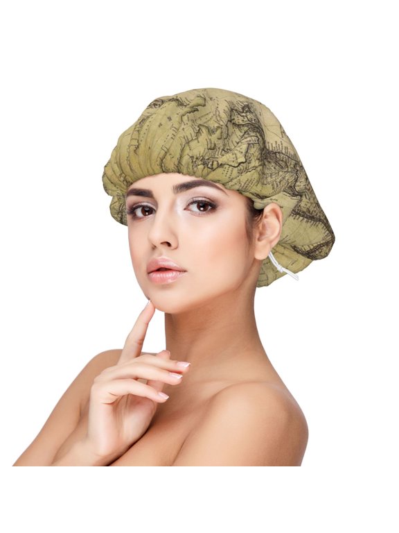 Vintage World Map Print Silk Bonnet Satin Bonnet for Sleeping Women and Men,Double Layer Hair Bonnet for Curly Braids Hair