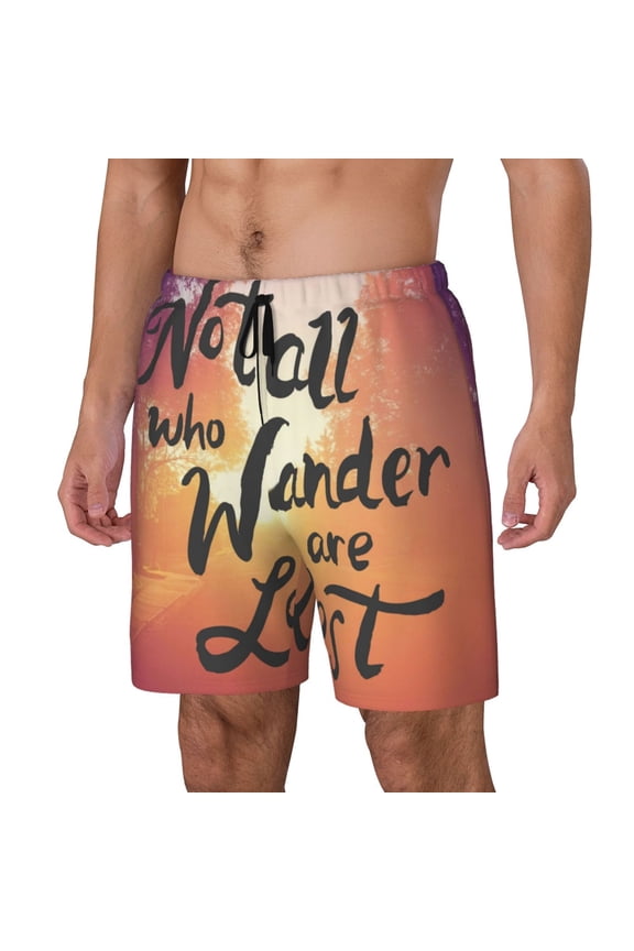 Not All Who Wander Are Lost Print Men's Swim Trunk,Quick Dry Board Shorts ,Men's Swim Trunks with Compression Liner, Bathing Suits with Pockets-X-Large