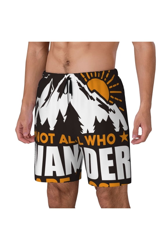 Not All Who Wander Are Lost4 Print Men's Swim Trunk,Quick Dry Board Shorts ,Men's Swim Trunks with Compression Liner, Bathing Suits with Pockets-Small