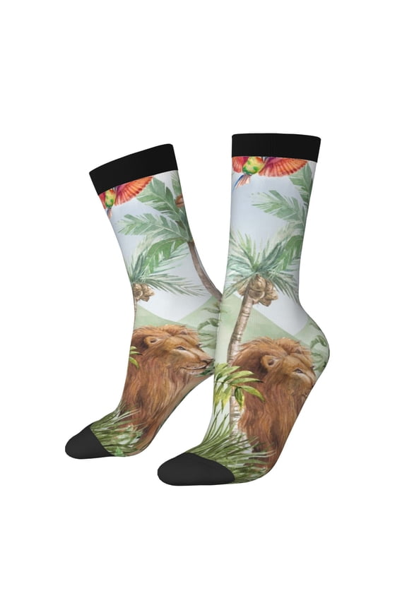 Watercolor African Animals Wildlife Print Adult Socks for Men & Women,Calf Socks, Ankle Socks,Boots Socks,Breathable Casual Sock,Unisex Crew Socks
