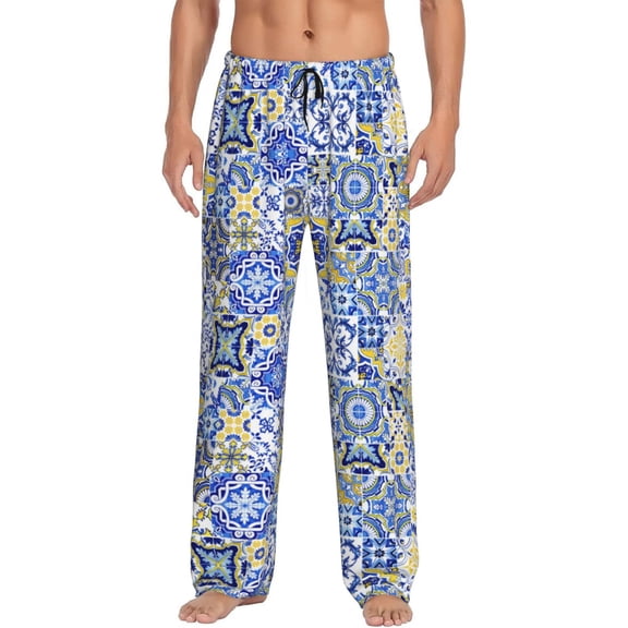 Logiee Watercolor Artwork Print Pajama Pants for Men,Men’s Pajama Bottoms,Mens PJ Pants with Pockets & Button Fly-X-Large