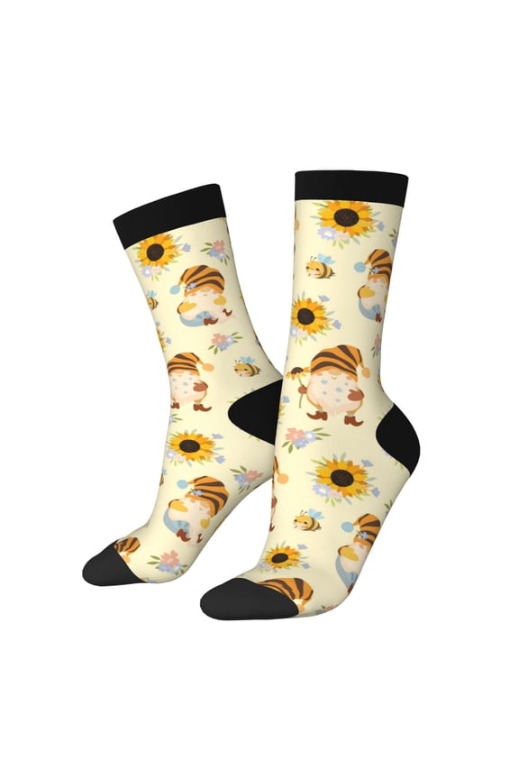 Watercolor Bee Honey Honeycomb Bee Print Adult Socks for Men & Women,Calf Socks, Ankle Socks,Boots Socks,Breathable Casual Sock,Unisex Crew Socks