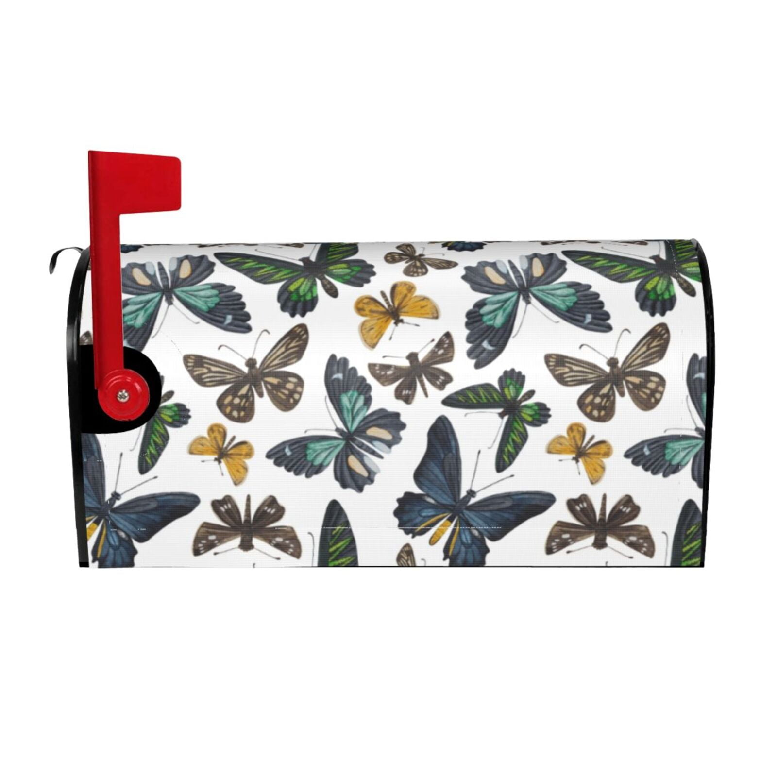 Logiee Watercolor Butterflies Print Post Letter Box Wrap Decor, Mailbox Cover Suitable for Standard Mailbox and Large Size Mailbox,Outdoor Yard Decoration-21x18 in
