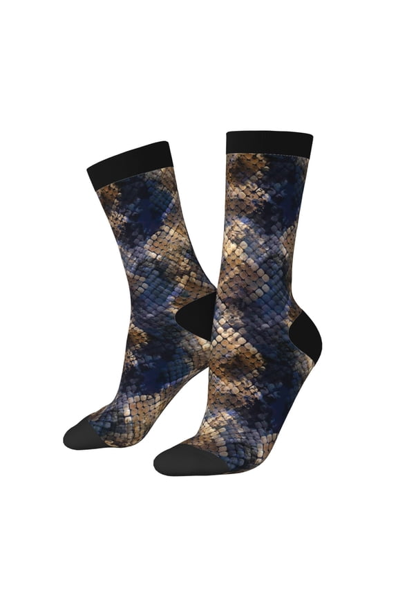 Watercolor Snake Skin Print Adult Socks for Men & Women,Calf Socks, Ankle Socks,Boots Socks,Breathable Casual Sock,Unisex Crew Socks