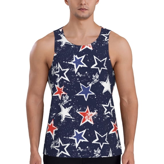 Logiee Watercolor Stars Print Men's Workout Tank Top,Quick Dry Workout Tank Top,Gym Muscle Tee,Fitness Bodybuilding Sleeveless T Shirt-X-Large
