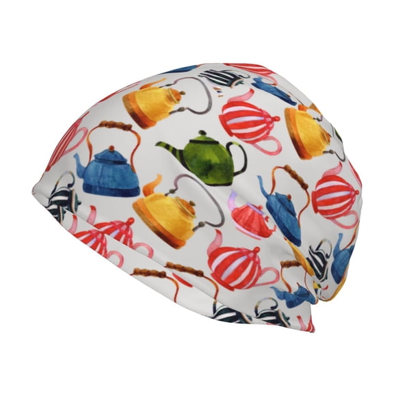 Logiee Watercolor Teapots Print Unisex Knit Beanie for Men Women Winter Hat,Beanies Skull Caps