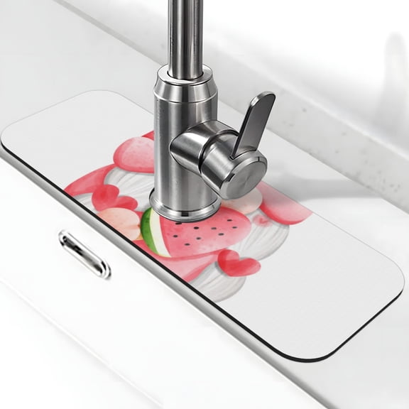 Logiee Watercolor Tropical Gnomes Print Kitchen Sink Splash Guard Faucet Mat for Splash Guard Behind Faucet Drip Catcher for Kitchen,Bathroom,Sink Mat,Dish Drying Mat,Bathroom-15" X 5.5"