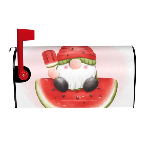 Logiee Watermelon Gnome Print Post Letter Box Wrap Decor, Mailbox Cover Suitable for Standard Mailbox and Large Size Mailbox,Outdoor Yard Decoration-21x18 in