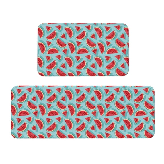 Logiee Watermelon Print Kitchen Mats for Floor Sets of 2,Waterproof Kitchen Rugs,Non Slip Comfort Standing Mat Rug for Home,Runner,Sink,Office,Laundry